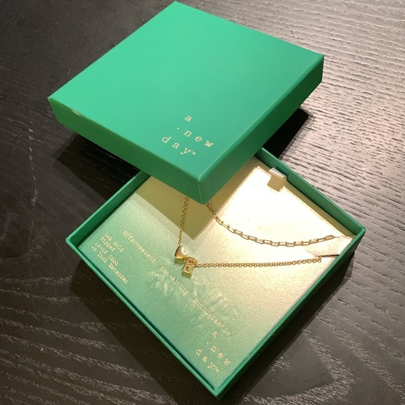 A New Day 14K Gold Dipped “E” Initial with Heart Chain Necklace - Picture 6 of 7